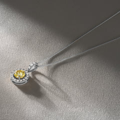 Ella Yellow Lab Diamond 1.38ct Pendant Necklace in 18K White Gold - Elara Collection