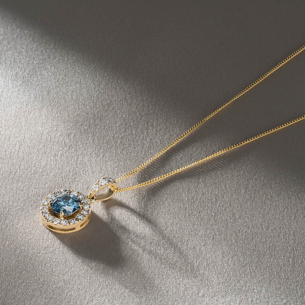 Ella Blue Lab Diamond 1.38ct Pendant Necklace in 18K Yellow Gold - Elara Collection