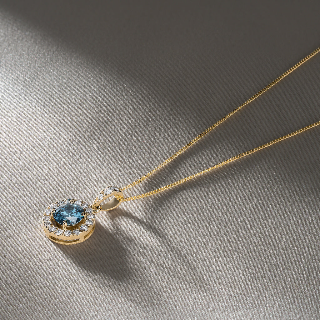 Ella Blue Lab Diamond 1.38ct Pendant Necklace in 18K Yellow Gold - Elara Collection