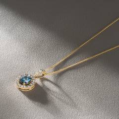 Ella Blue Lab Diamond 1.38ct Pendant Necklace in 18K Yellow Gold - Elara Collection