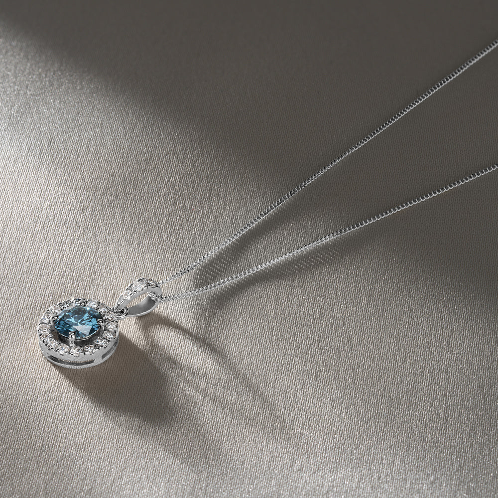 Ella Blue Lab Diamond 1.38ct Pendant Necklace in 18K White Gold - Elara Collection
