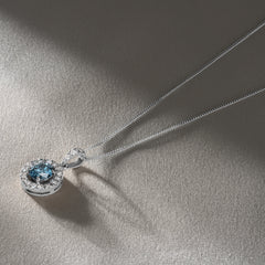 Ella Blue Lab Diamond 1.38ct Pendant Necklace in 18K White Gold - Elara Collection