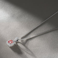 Beatrice Pink Lab Diamond Cushion Cut Necklace 1.38ct in 18K White Gold - Elara Collection