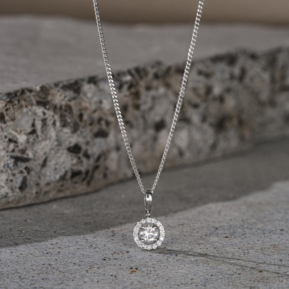 Ella 0.30ct Halo Lab Diamond and 9K White Gold Pendant