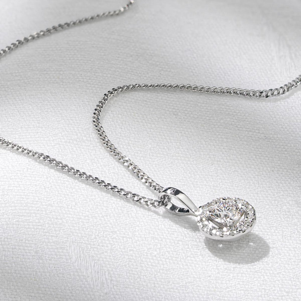 Ella 0.30ct Halo Lab Diamond and 9K White Gold Pendant