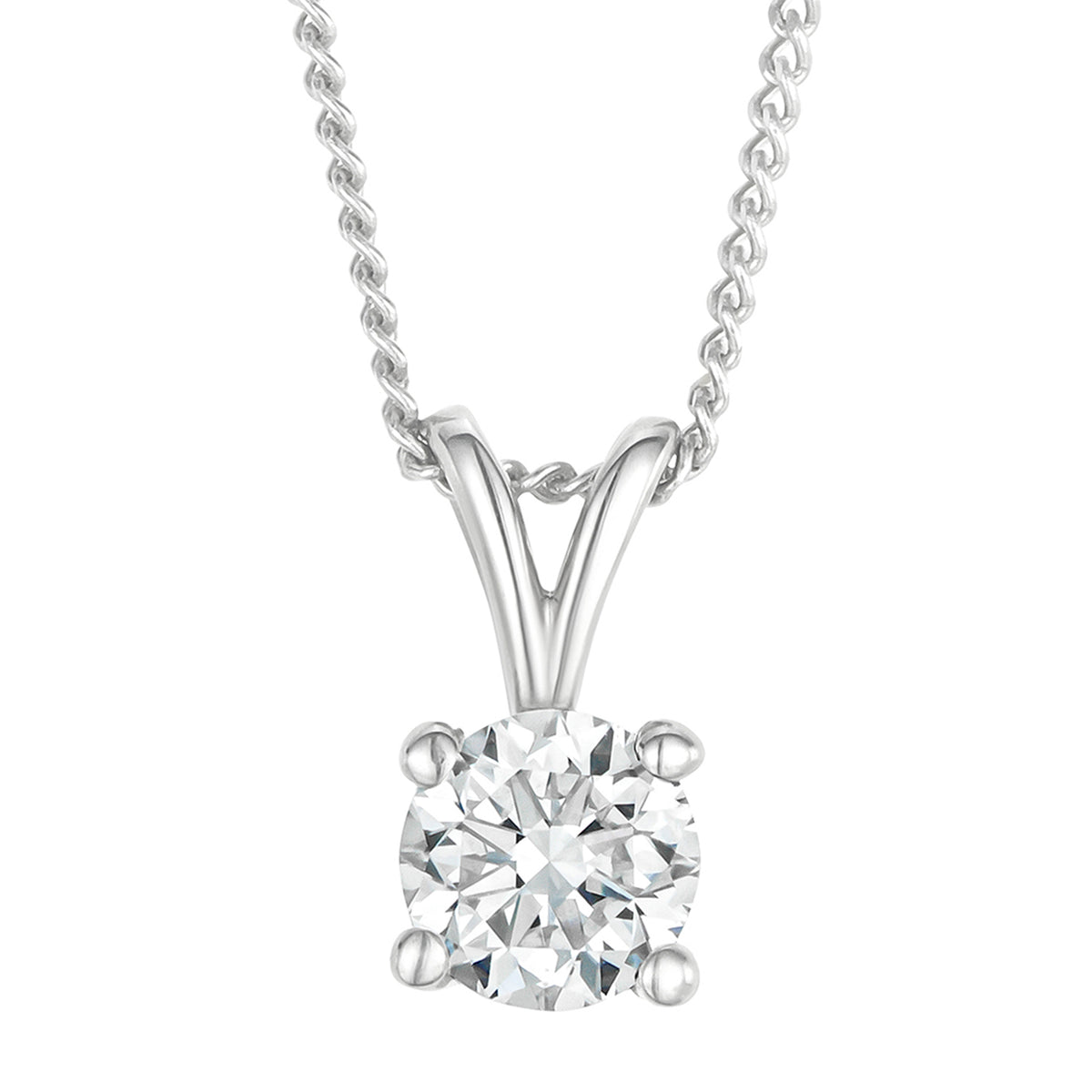 Chloe 0.33ct Lab Solitaire Necklace Pendant 9K White Gold H Si