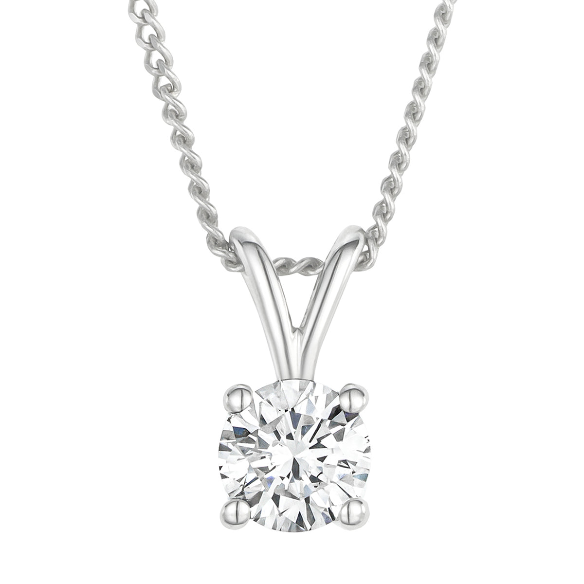 Chloe 0.25ct Lab Solitaire Necklace Pendant 9K White Gold H Si