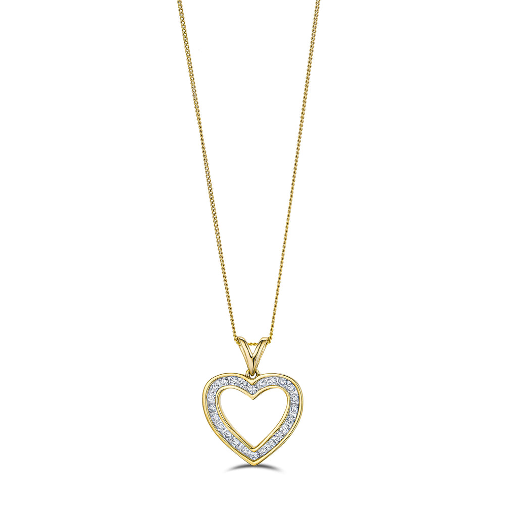 0.50ct Lab Diamond Heart Pendant Necklace H/SI Quality in 9K Yellow Gold