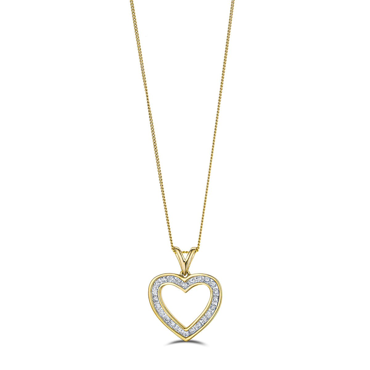 0.50ct Lab Diamond Heart Pendant Necklace H/SI Quality in 9K Yellow Gold