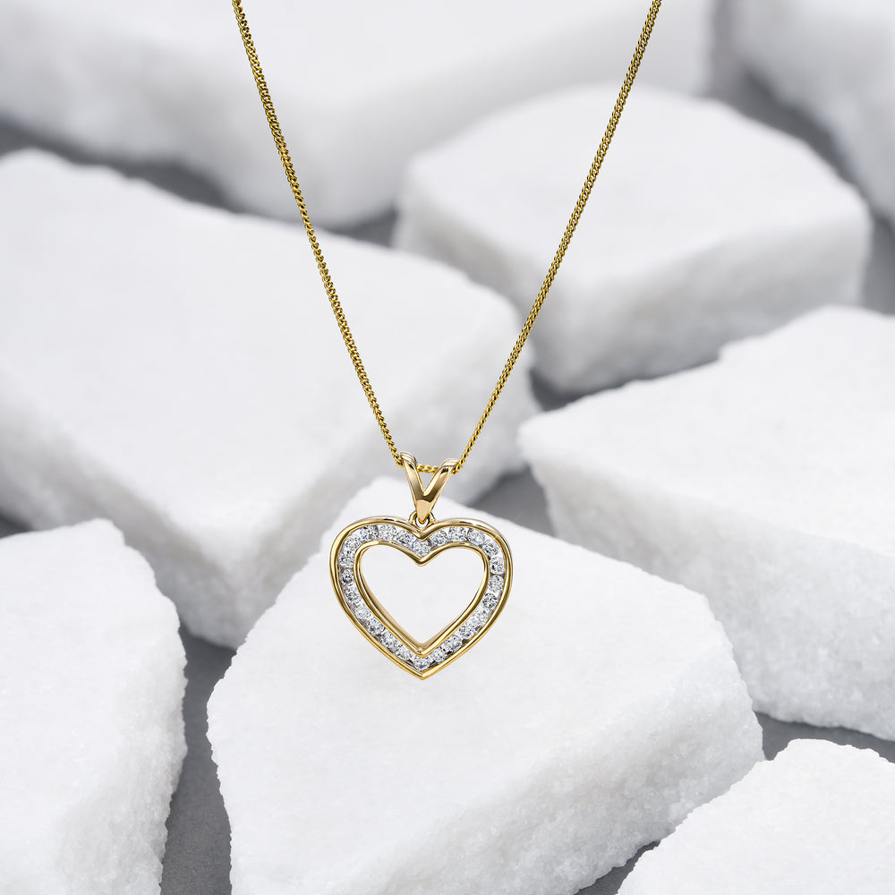 0.50ct Lab Diamond Heart Pendant Necklace H/SI Quality in 9K Yellow Gold