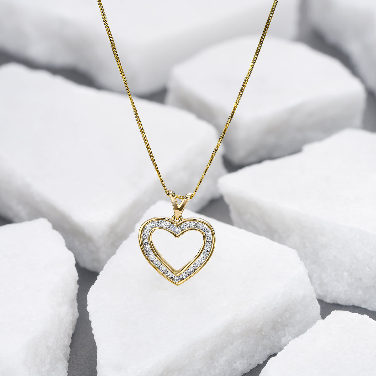 0.50ct Lab Diamond Heart Pendant Necklace H/SI Quality in 9K Yellow Gold
