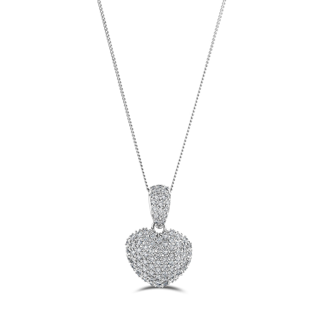 1.00ct Lab Diamond Heart Pendant Necklace H/SI Quality in 9K White Gold