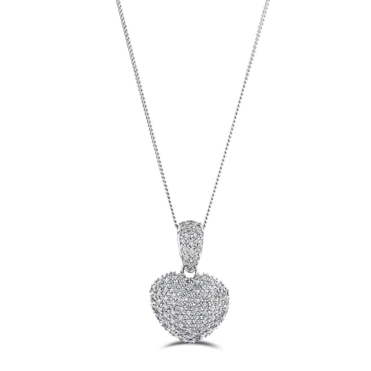 1.00ct Lab Diamond Heart Pendant Necklace H/SI Quality in 9K White Gold