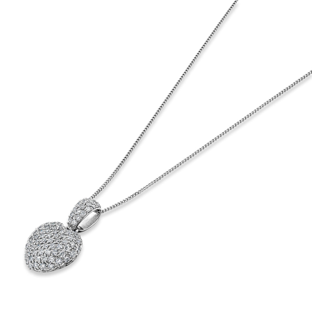 1.00ct Lab Diamond Heart Pendant Necklace H/SI Quality in 9K White Gold