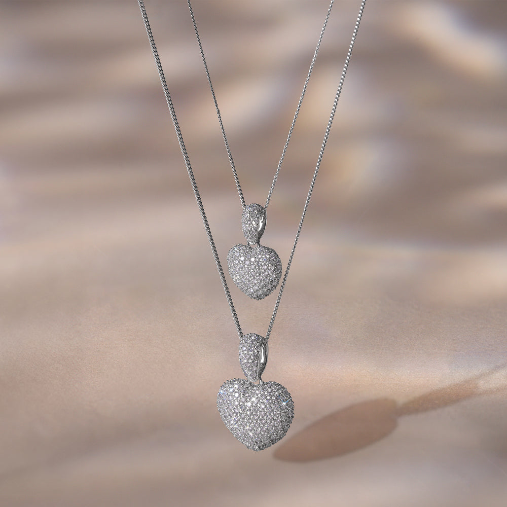 1.00ct Lab Diamond Heart Pendant Necklace H/SI Quality in 9K White Gold