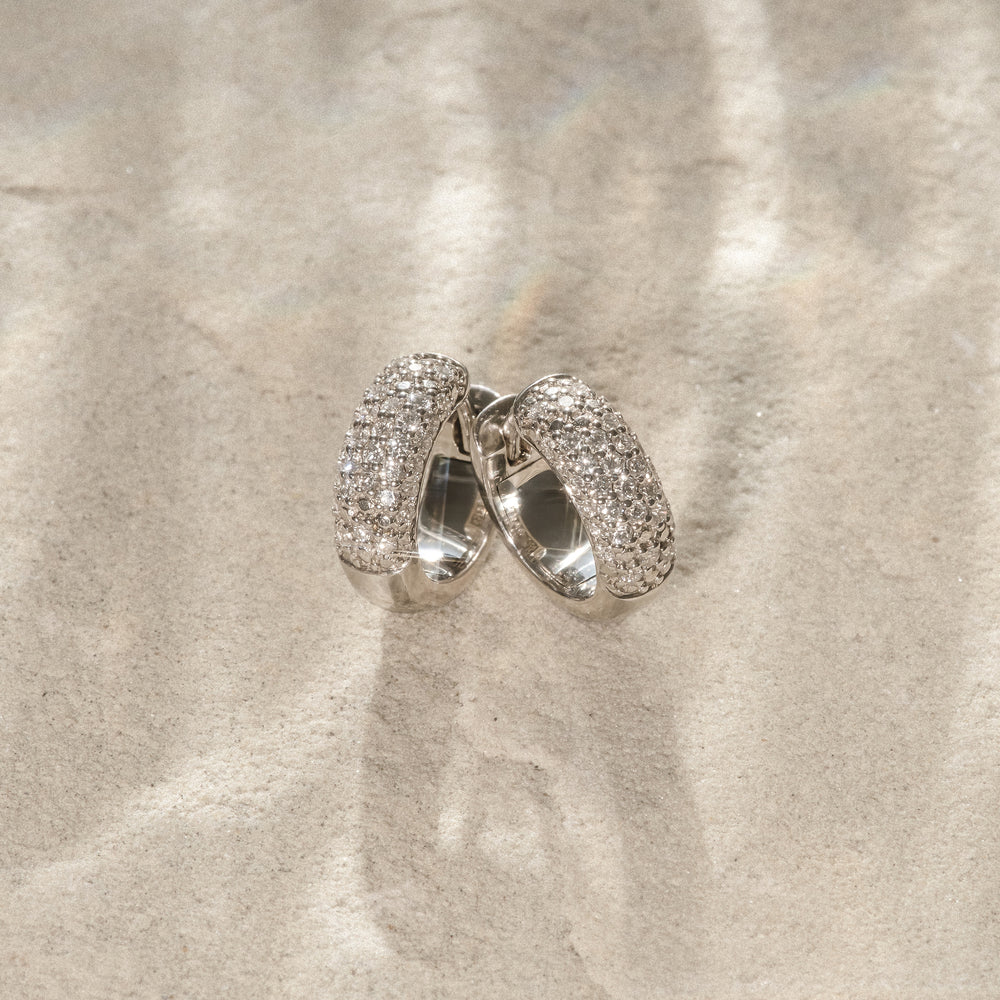 Micro Pave Huggies Lab Diamond Earrings 0.55ct in 925 Silver