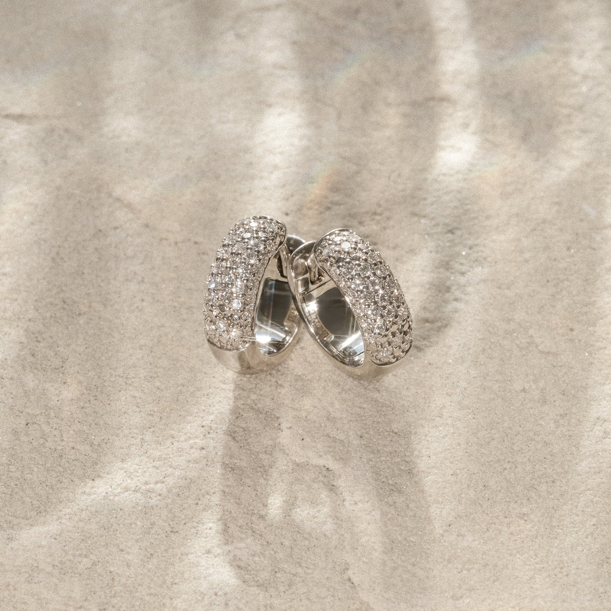 Micro Pave Huggies Lab Diamond Earrings 0.55ct in 925 Silver