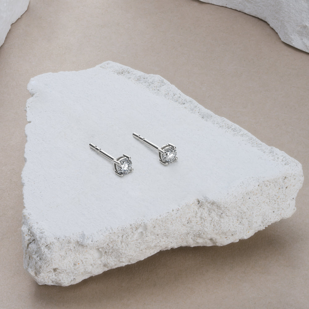 Lab Diamond Studs Earrings 0.30ct H/Si Quality in 9K White Gold - 3mm