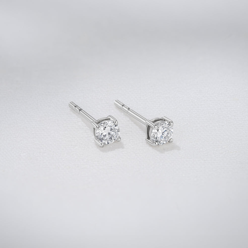 Lab Diamond Studs Earrings 0.30ct H/Si Quality in 9K White Gold - 3mm