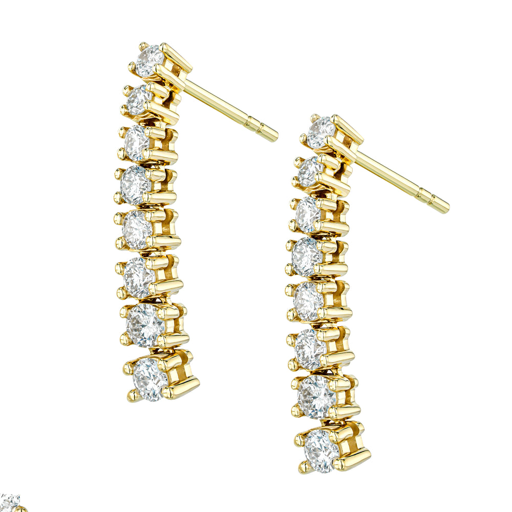 1ct Lab Diamond Life Journey Drop Earrings Set in 9K Yellow Gold