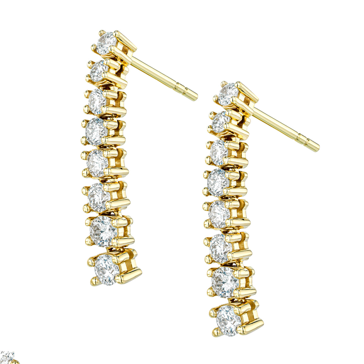 1ct Lab Diamond Life Journey Drop Earrings Set in 9K Yellow Gold