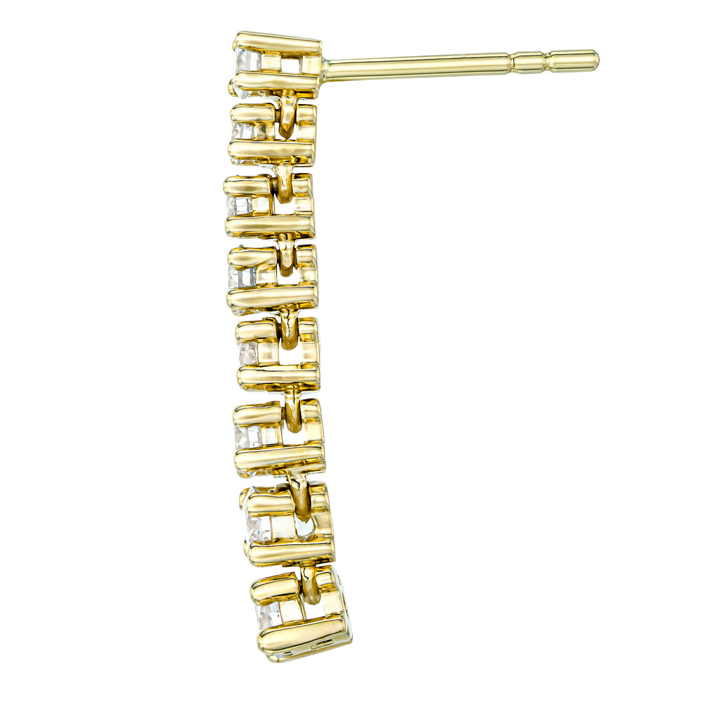 1ct Lab Diamond Life Journey Drop Earrings Set in 9K Yellow Gold