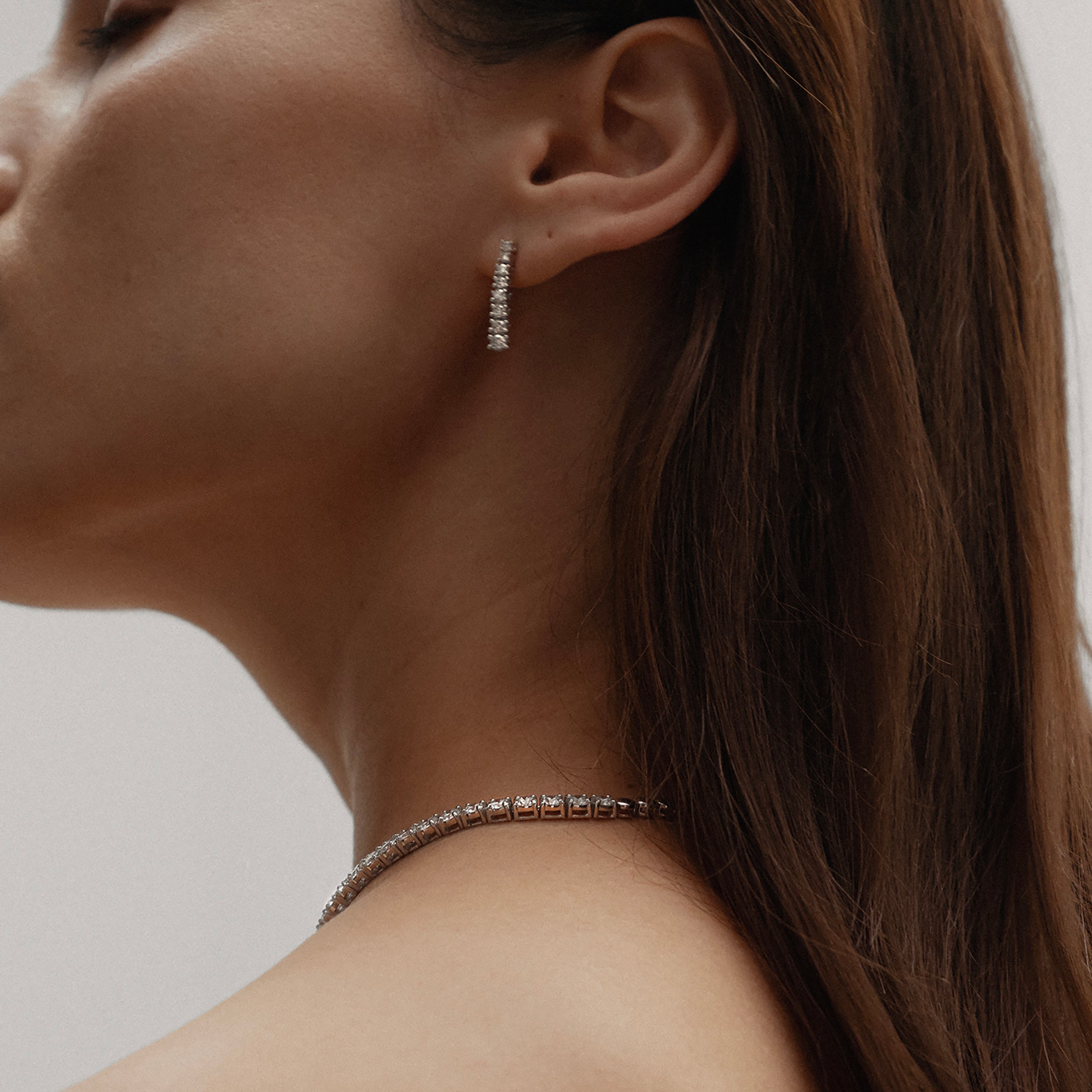 1ct Lab Diamond Life Journey Drop Earrings Set in 9K White Gold