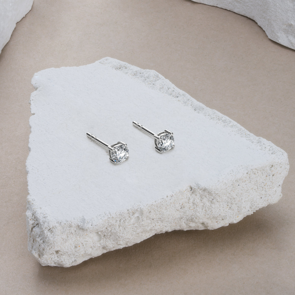 0.50ct Round Cut Lab Diamond Stud Earrings in Sterling Silver