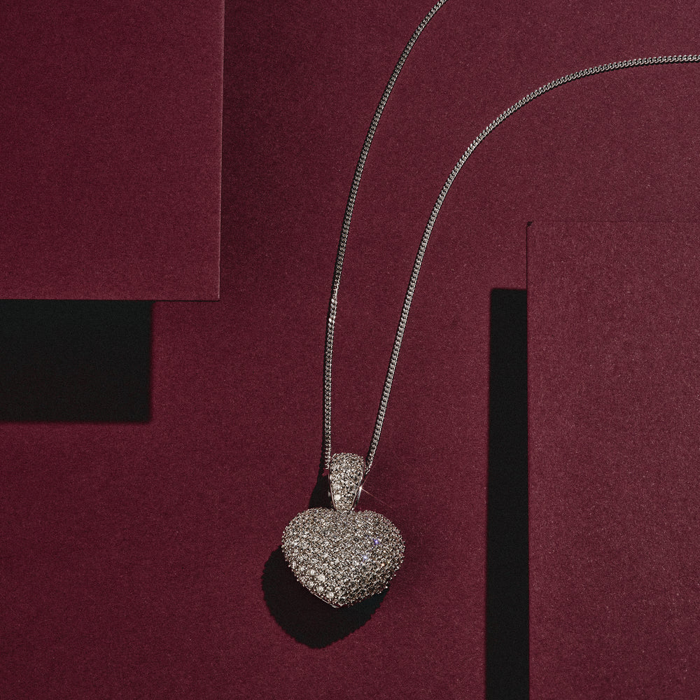 1.00ct Lab Diamond Heart Pendant Necklace H/SI Quality in 9K White Gold