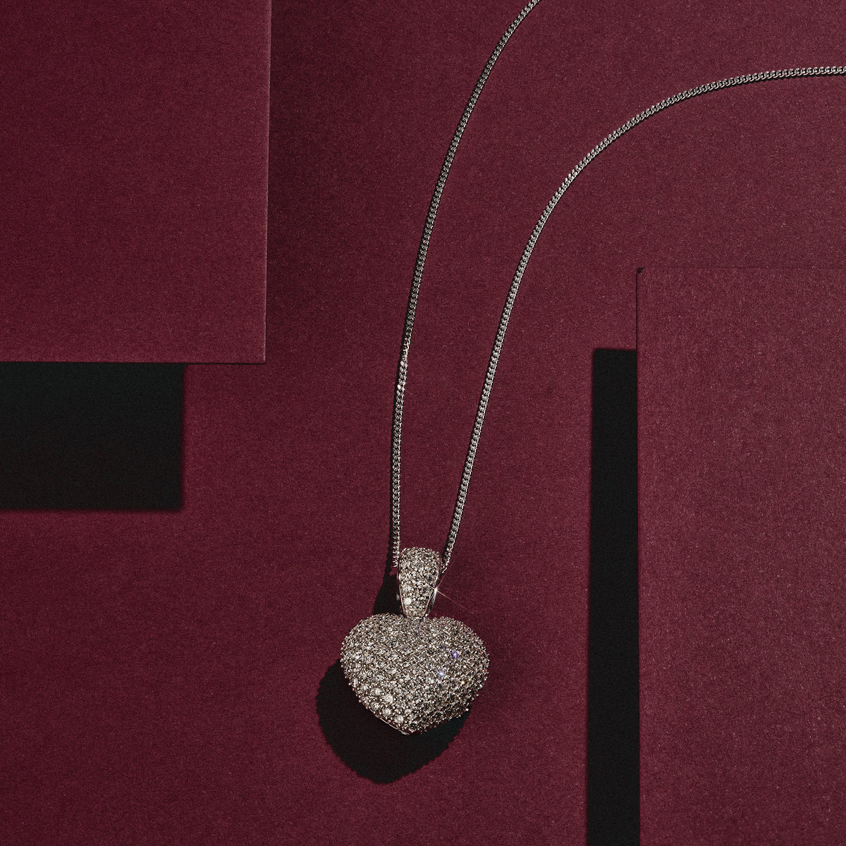 1.00ct Lab Diamond Heart Pendant Necklace H/SI Quality in 9K White Gold