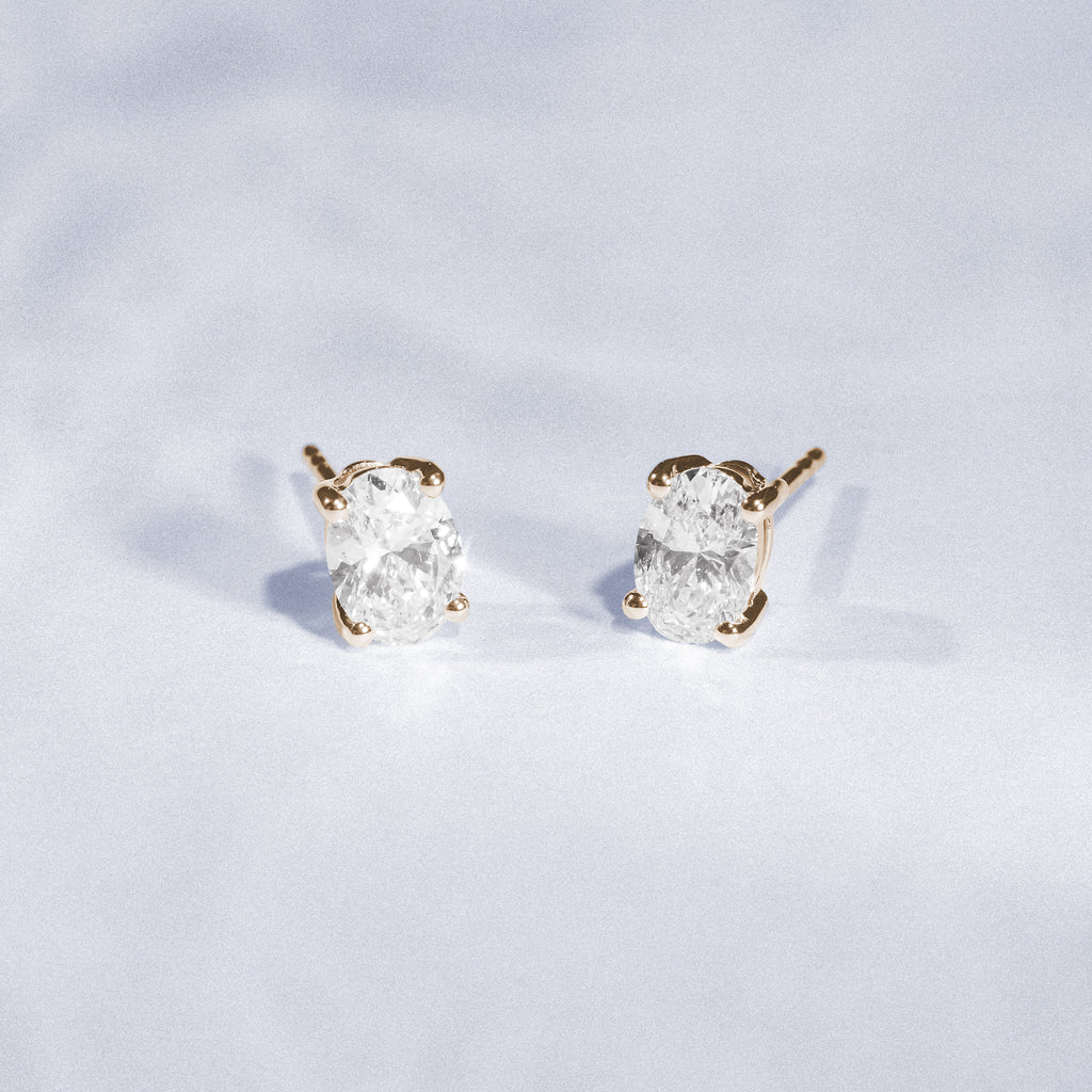 Naomi Oval Cut Lab Diamond Stud Earrings 0.30ct H/SI in 18k Gold Vermeil