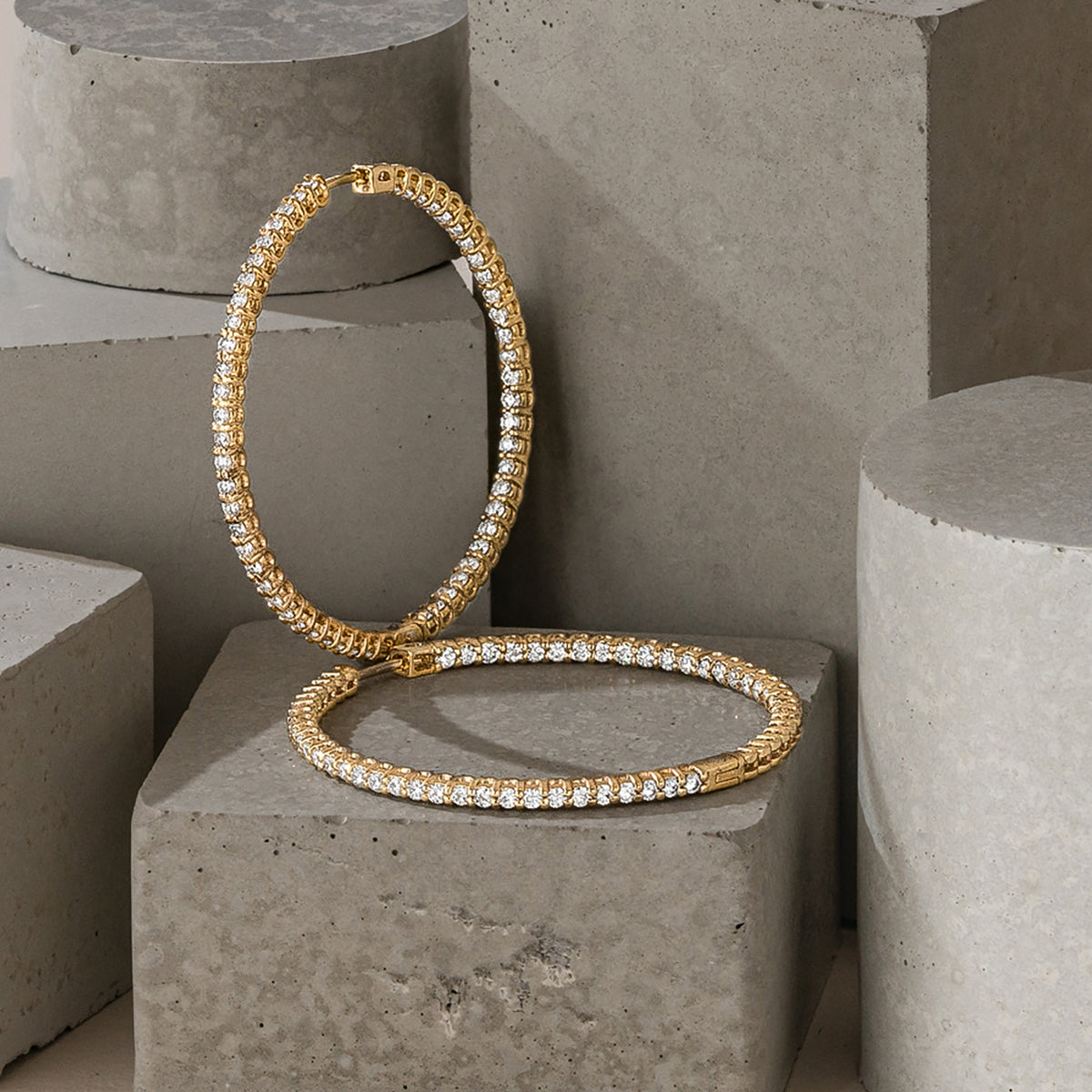 2.00ct Lab Diamond Hoop Earrings in 9K Yellow Gold F/VS