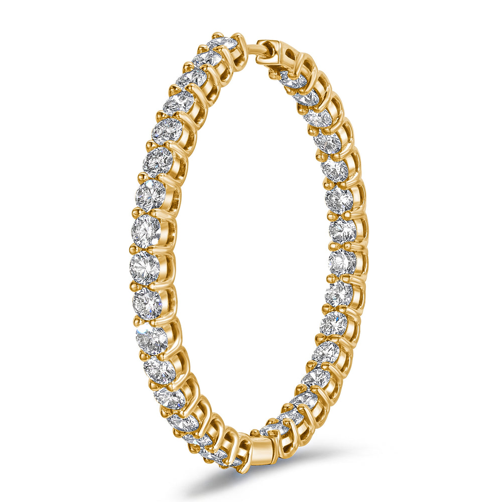 7.00ct Lab Diamond Hoop Earrings in 9K Yellow Gold G/VS