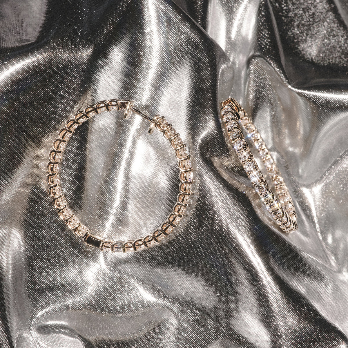 7.00ct Lab Diamond Hoop Earrings in 9K Yellow Gold G/VS