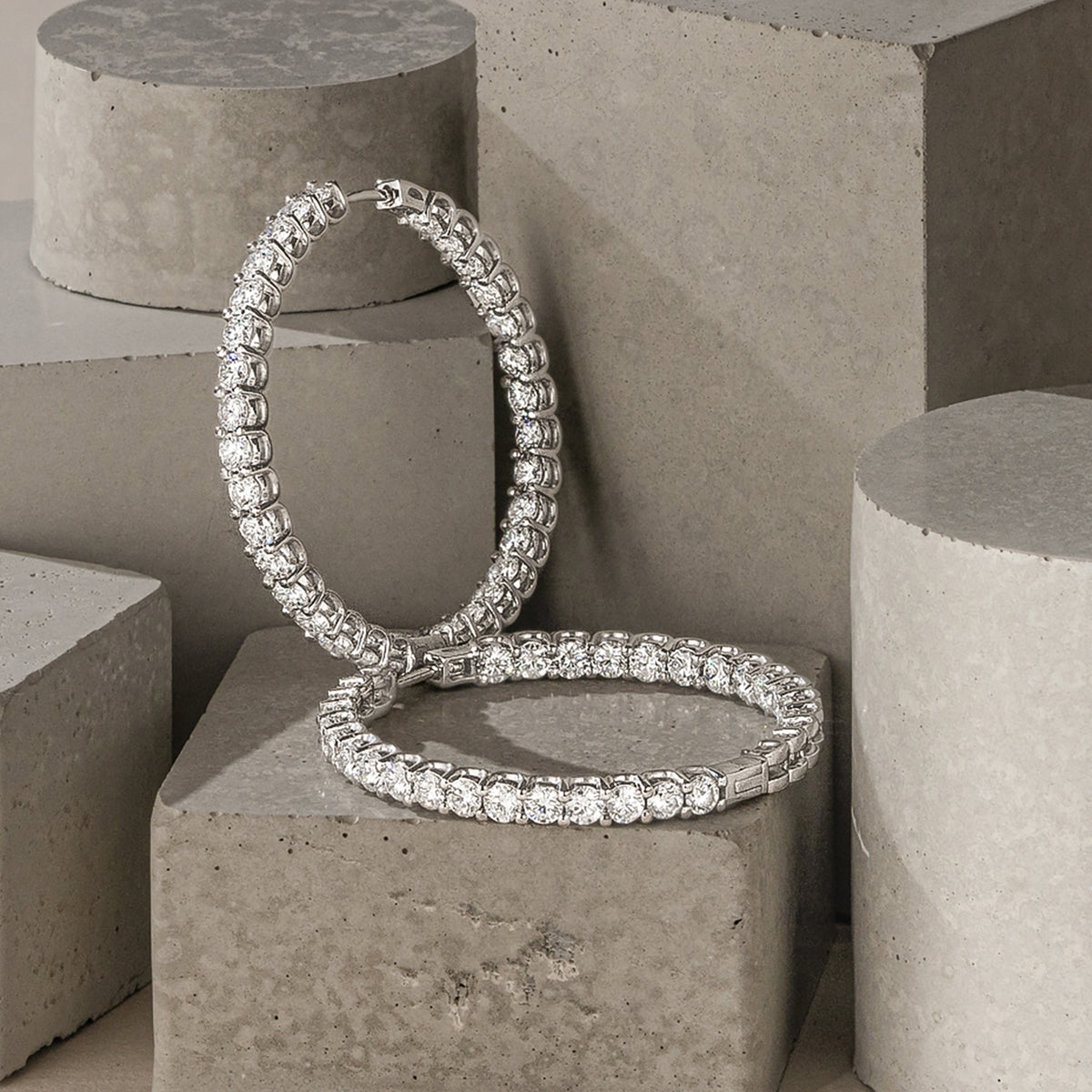 7.00ct Lab Diamond Hoop Earrings in 9K White Gold G/VS