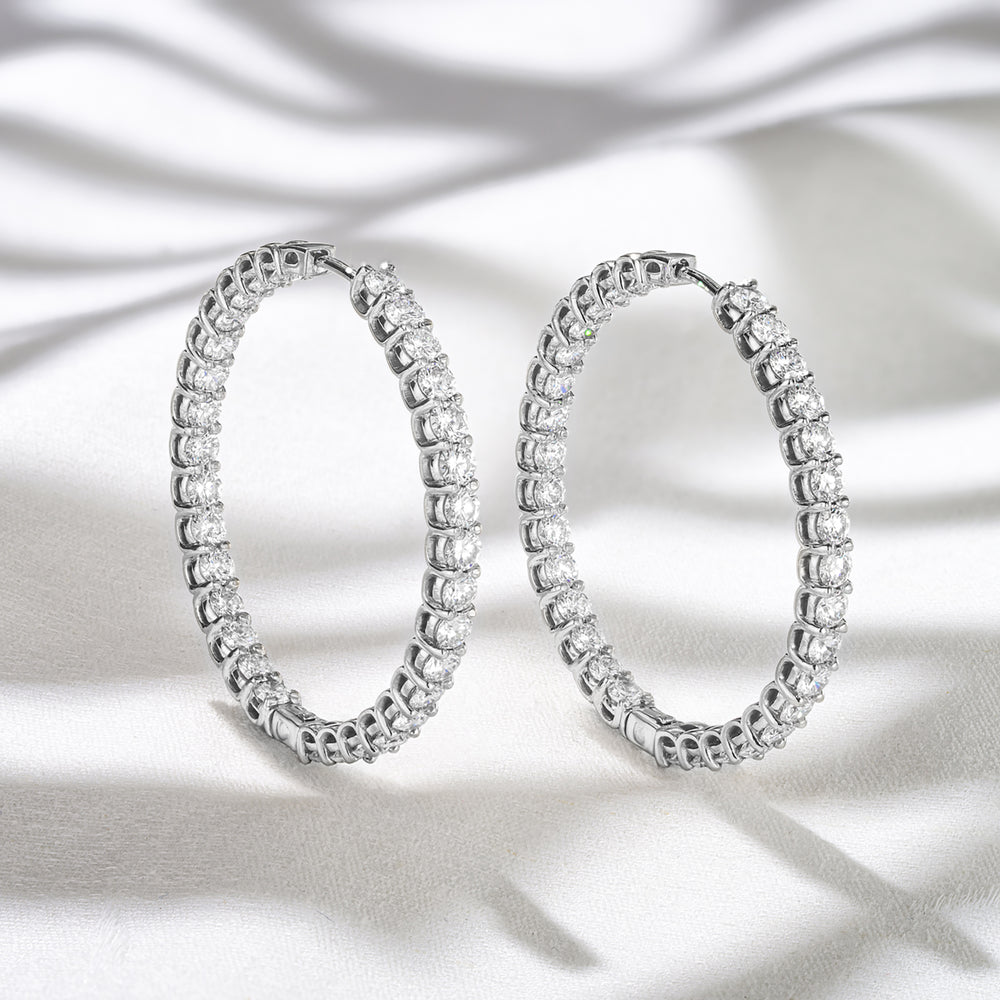 7.00ct Lab Diamond Hoop Earrings in 9K White Gold G/VS