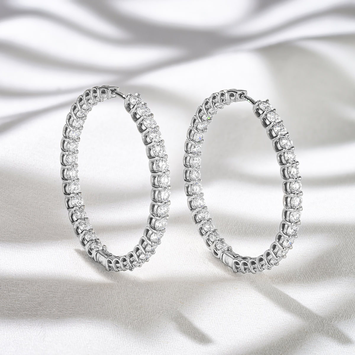 7.00ct Lab Diamond Hoop Earrings in 9K White Gold G/VS