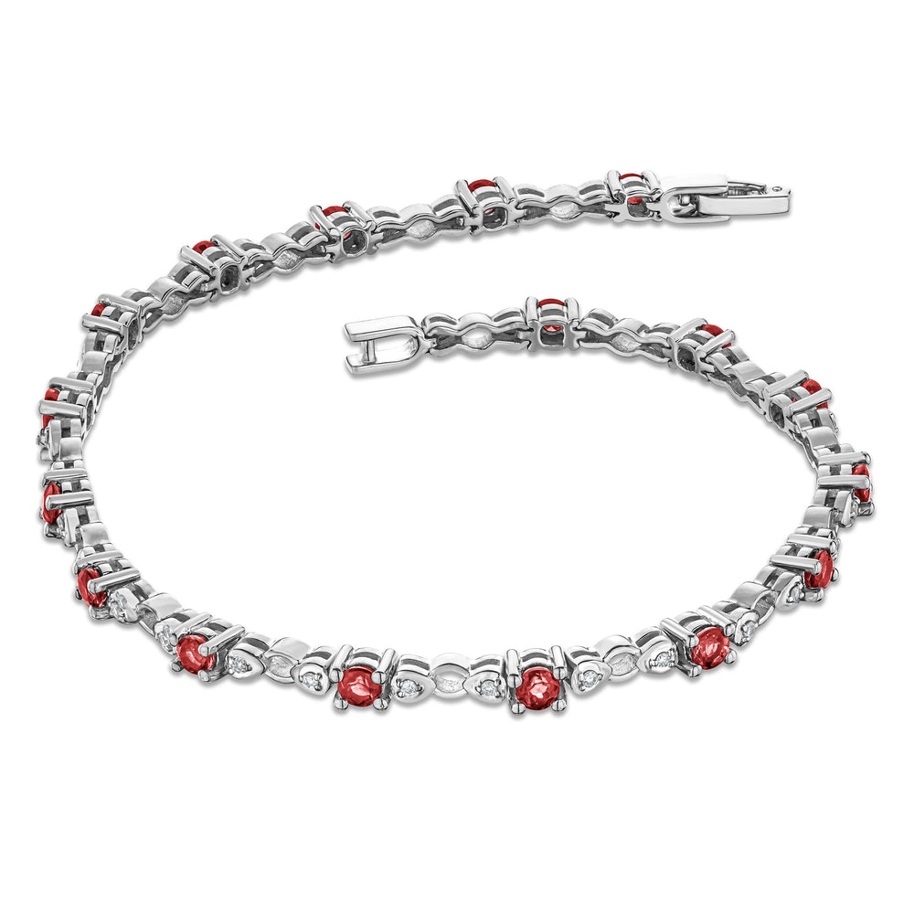 Ruby and Lab Diamond Tennis Bracelet Claw Set in 925 Silver