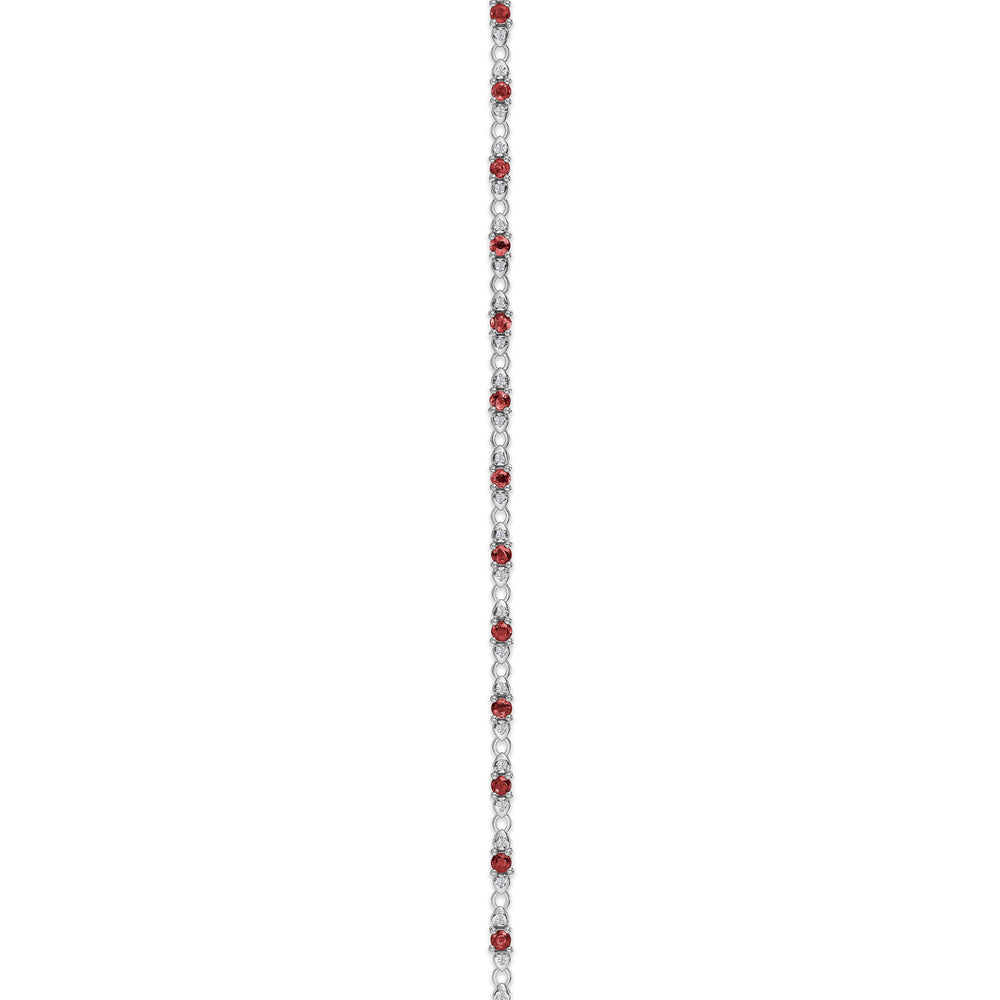 Ruby and Lab Diamond Tennis Bracelet Claw Set in 925 Silver