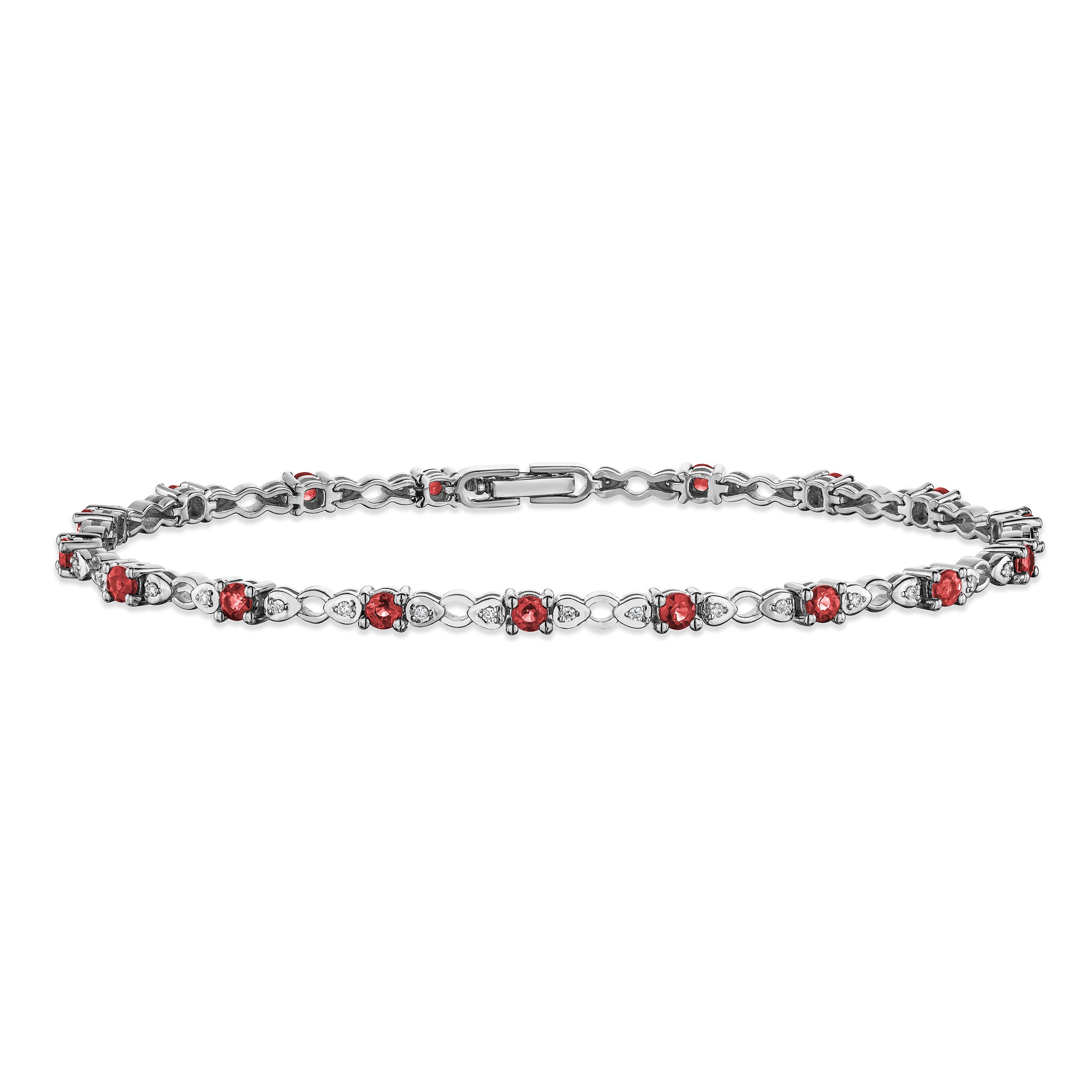 Ruby and Lab Diamond Tennis Bracelet Claw Set in 925 Silver