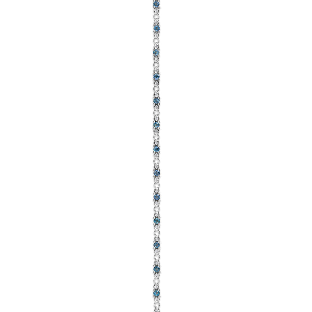 925 Sterling Silver Lab Diamond and Tanzanite Claw Set Link Bracelet