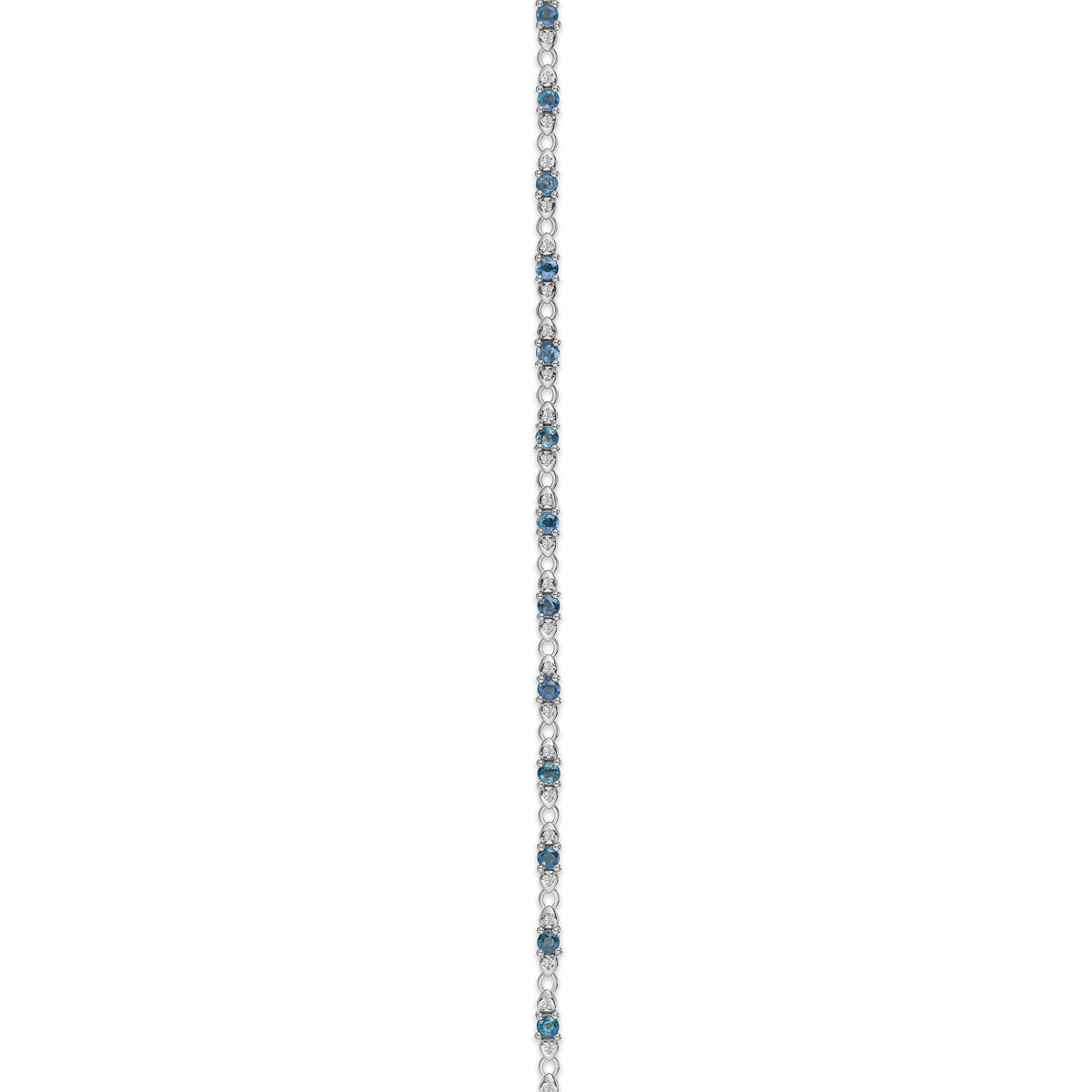 925 Sterling Silver Lab Diamond and Tanzanite Claw Set Link Bracelet
