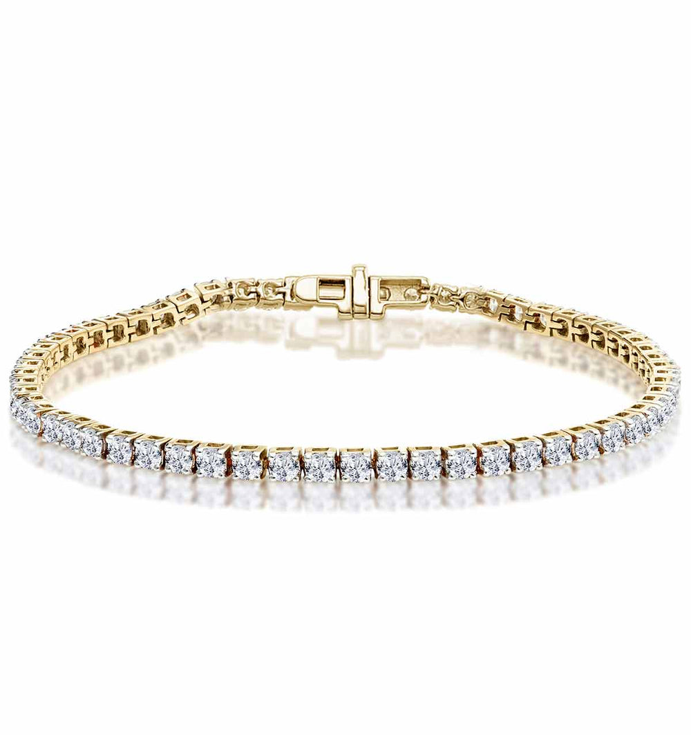 6ct F/VS Lab Diamond Tennis Bracelet Claw Set in 9K Yellow Gold