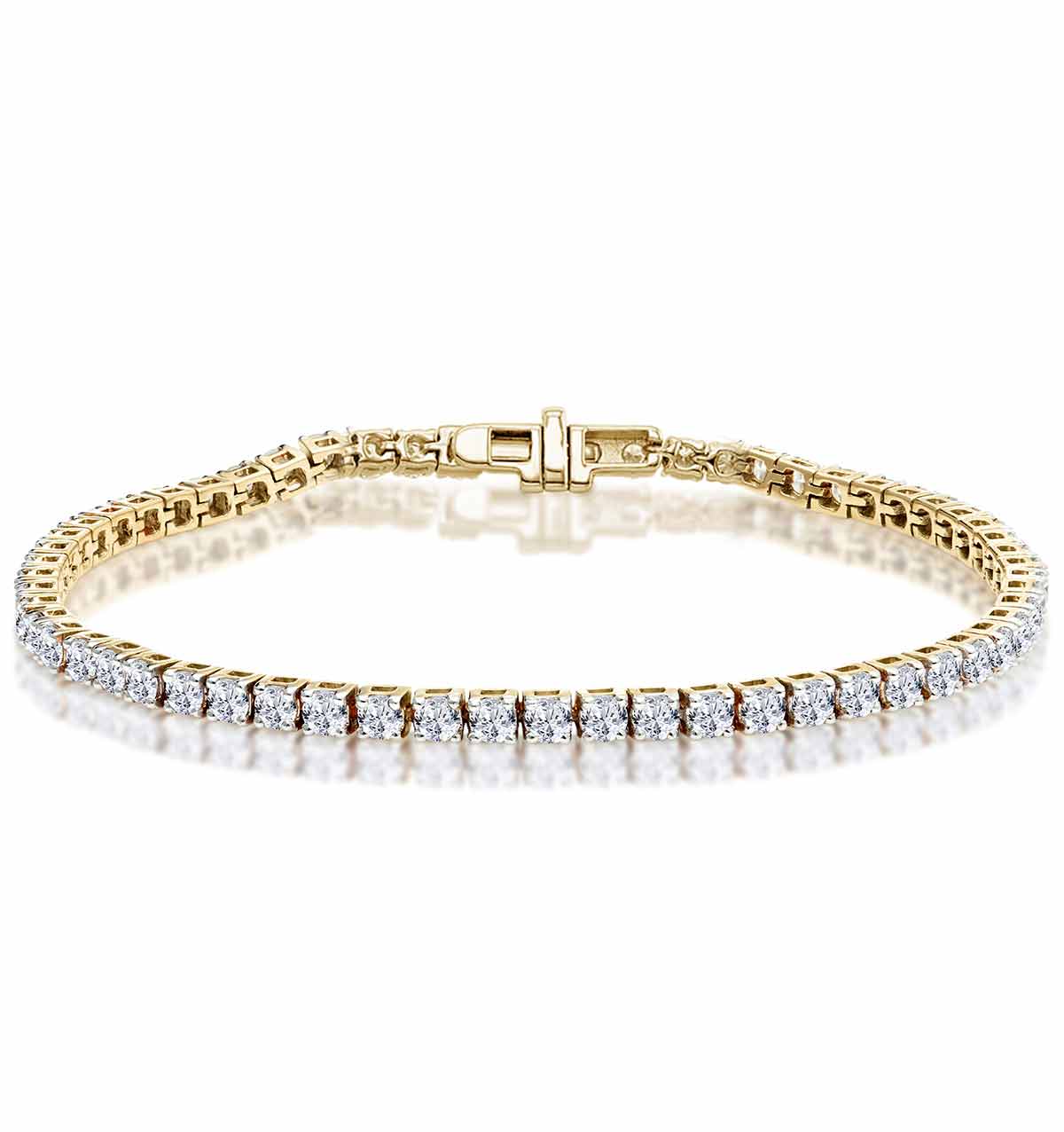 6ct F/VS Lab Diamond Tennis Bracelet Claw Set in 9K Yellow Gold
