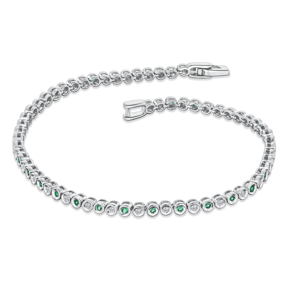 0.27ct Emerald and 0.35ct Lab Diamond Bracelet in 925 Sterling Silver