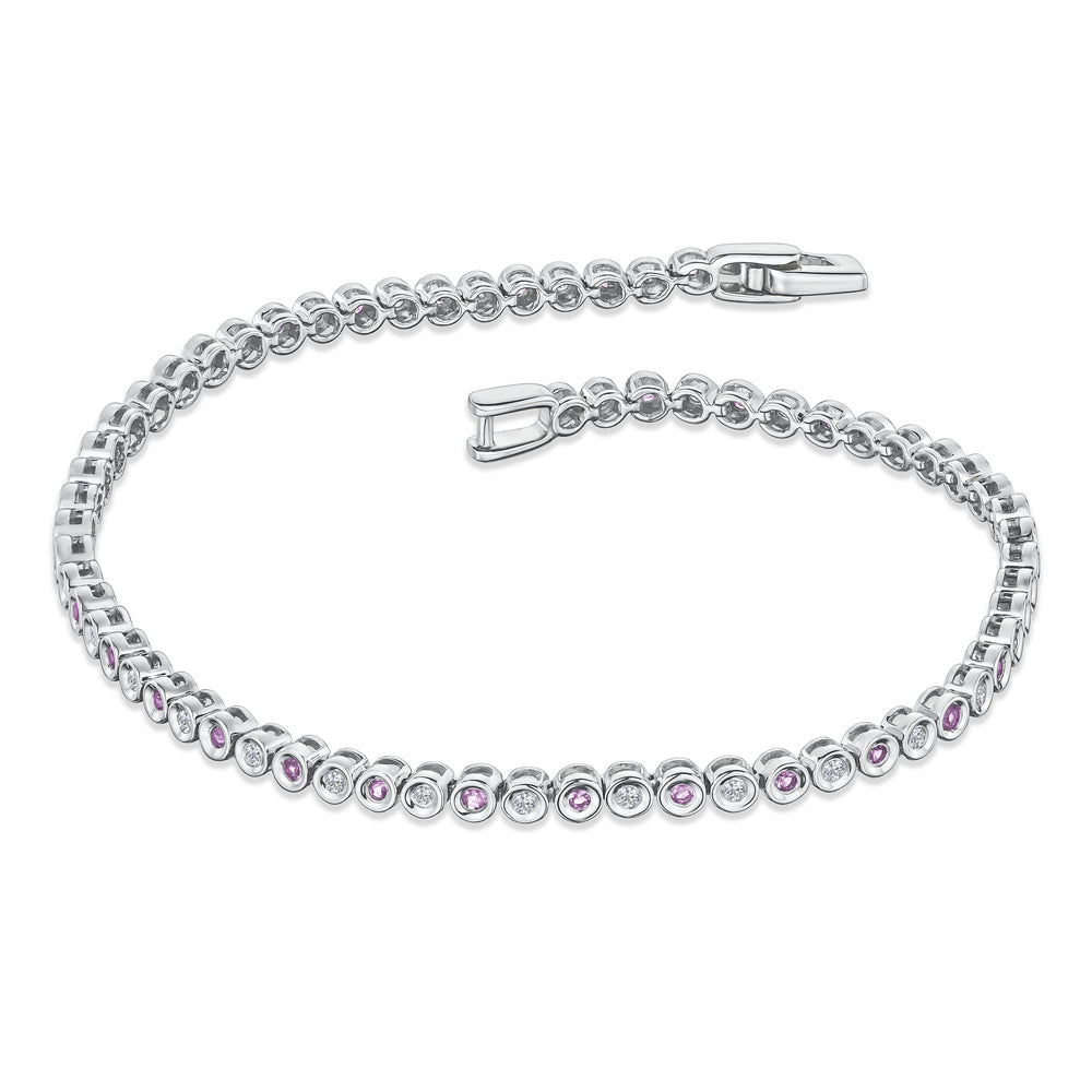 0.39ct Pink Sapphire and 0.35ct Lab Diamond Bracelet in 925 Sterling Silver
