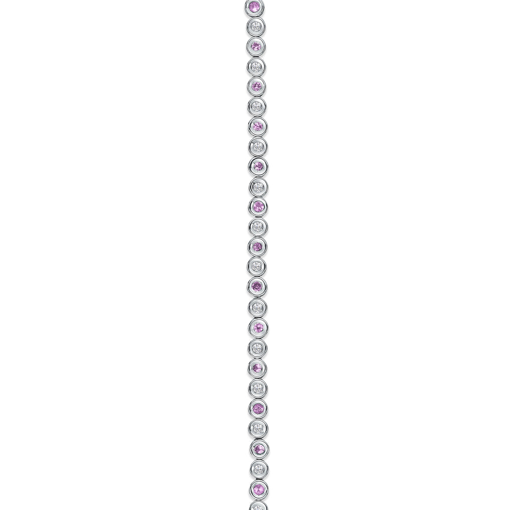 0.39ct Pink Sapphire and 0.35ct Lab Diamond Bracelet in 925 Sterling Silver