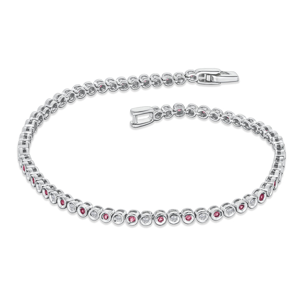 0.46ct Ruby and 0.35ct Lab Diamond Bracelet in 925 Sterling Silver