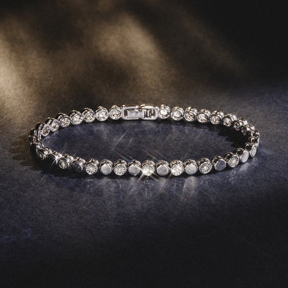 Lab Diamond Mens Tennis Bracelet Round Cut 0.10ct H/SI Silver
