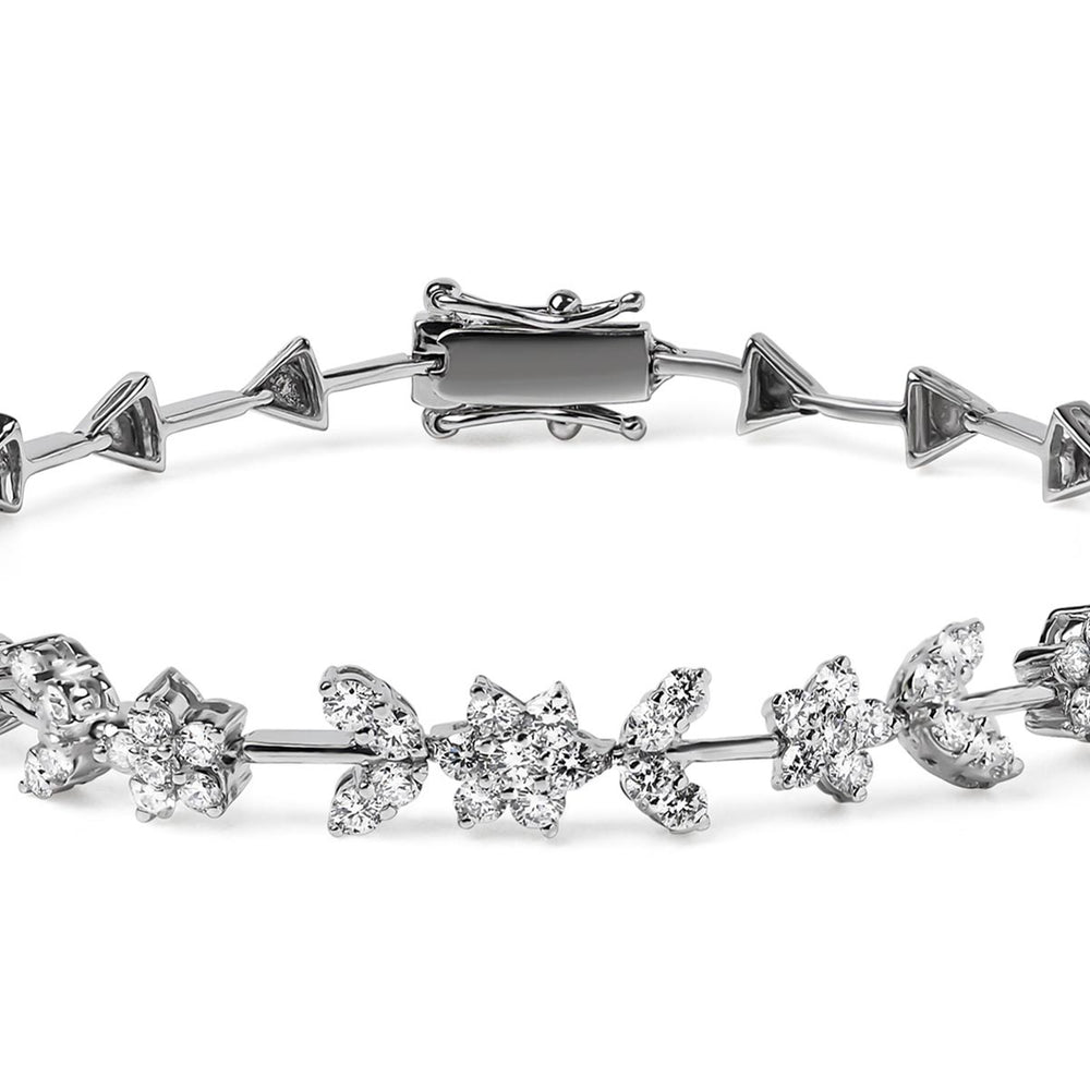 2.20ct Lab Diamond Flower Evening Bracelet in 9K White Gold H/SI